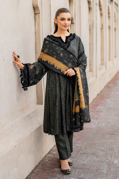 3PCS BAROQUE KARANDI PRINTED SHIRT WITH KARANDI PRINTED DUAPTTA AND TROUSER Winter Collection ULM-831
