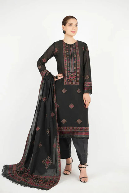 A+ 3PCS Dhanak- Embroidered Shirt with Dhanak Embroidered Dupatta Winter Collection ULM-3383