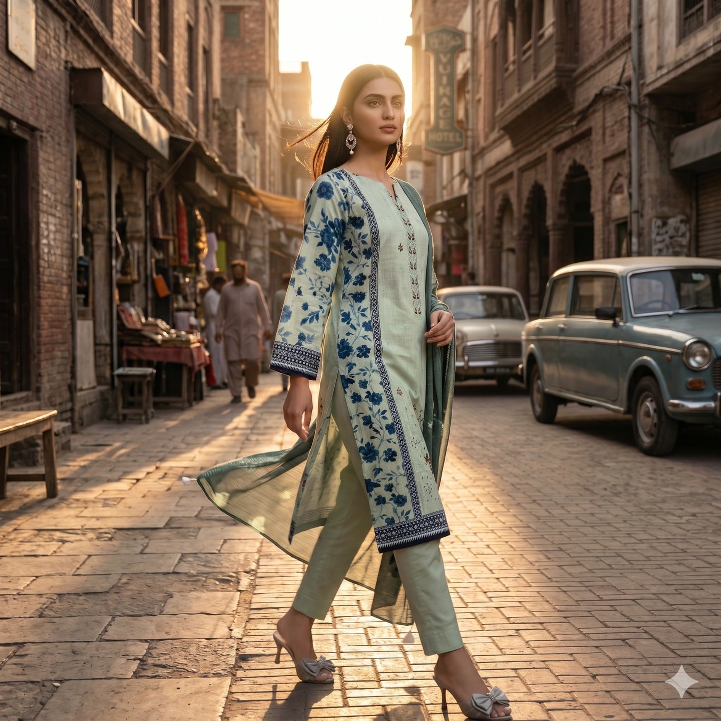 3PC Digital Printed Lawn Collection With Embroided Neck Line And Daman SC-1016