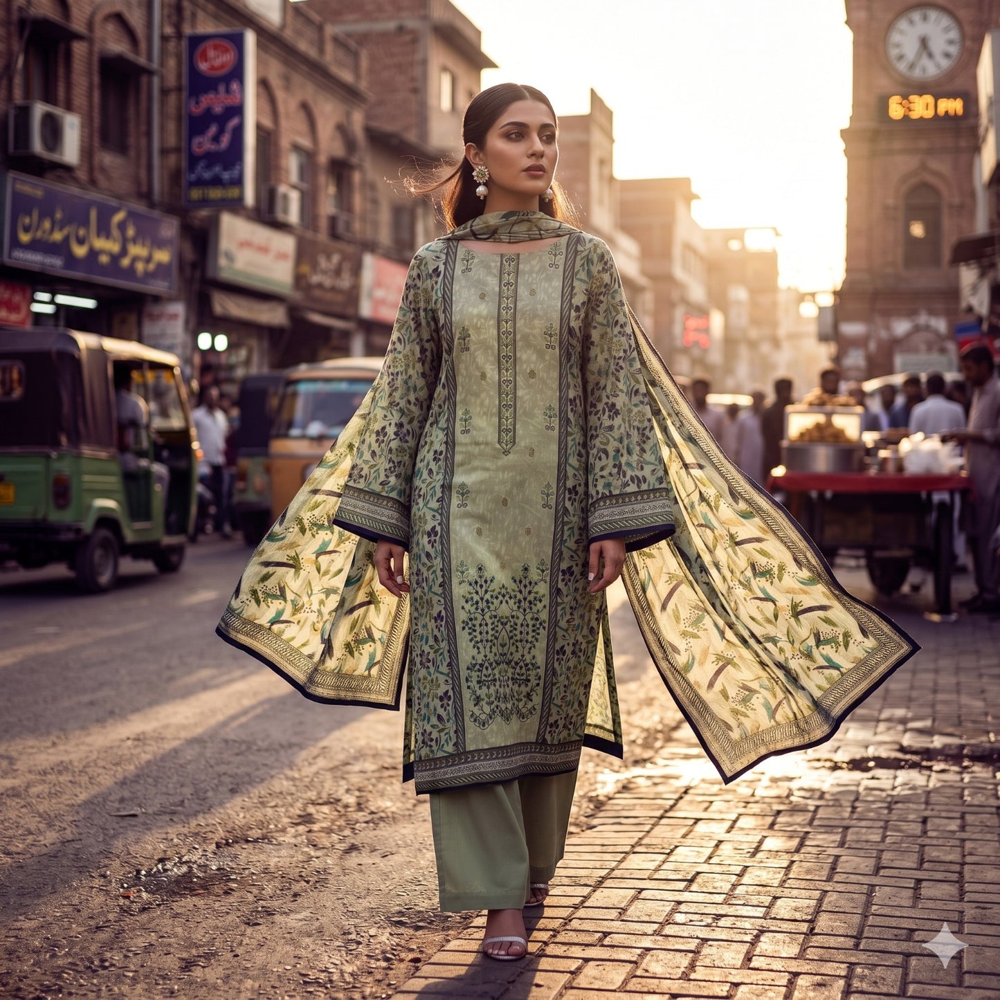 3PC Digital Printed Lawn Collection With Embroided Neck Line And Daman SC-1015