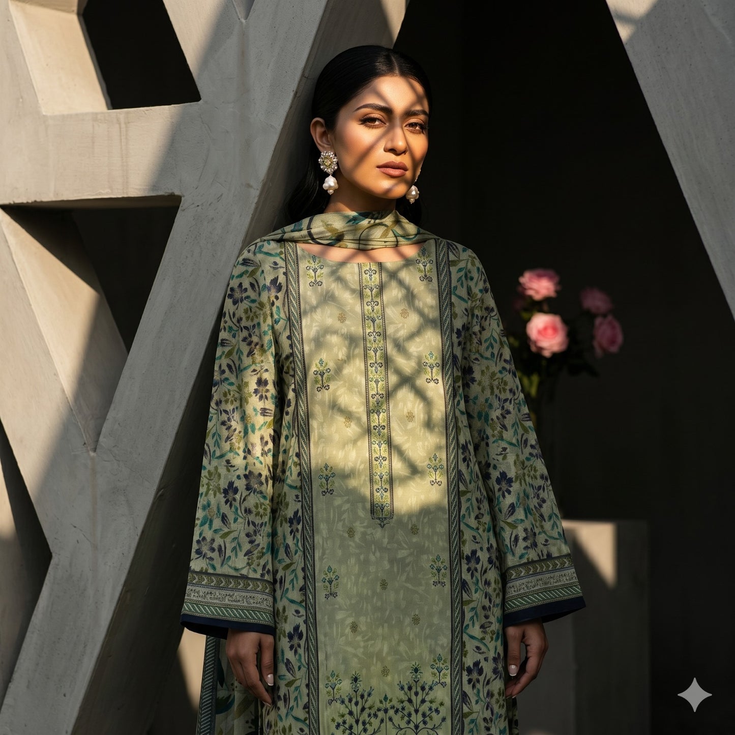 3PC Digital Printed Lawn Collection With Embroided Neck Line And Daman SC-1015