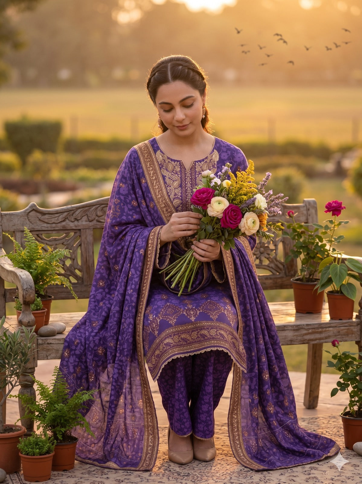 3PC Digital Printed Lawn Collection With Embroided Neck Line And Daman SC-1012