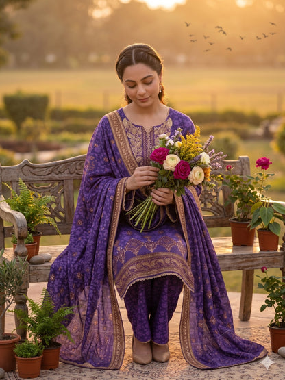 3PC Digital Printed Lawn Collection With Embroided Neck Line And Daman SC-1012