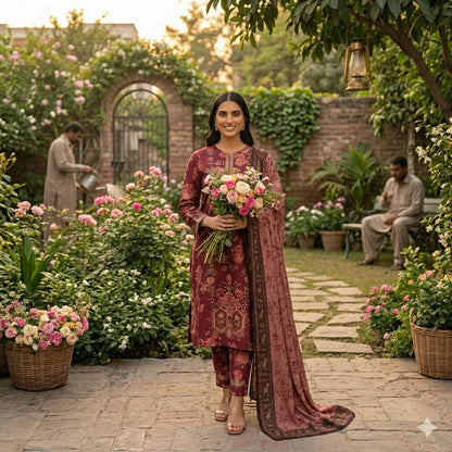 3PC Digital Printed Lawn Collection With Embroided Neck Line And Daman SC-1020