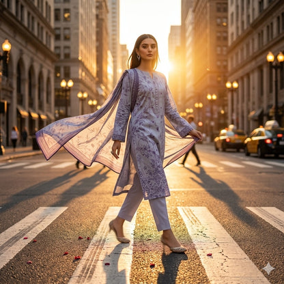 3PC Digital Printed Lawn Collection With Embroided Neck Line And Daman SC-1007