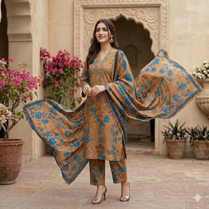 3PC Digital Printed Lawn Collection With Embroided Neck Line And Daman SC-1023