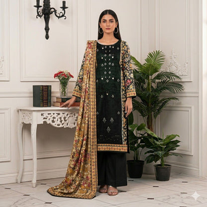 3PC Digital Printed Lawn Collection With Embroided Neck Line And Daman SC-1025
