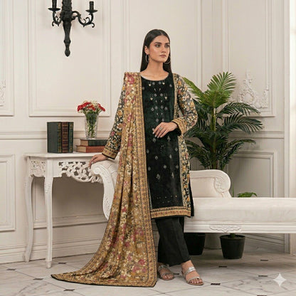 3PC Digital Printed Lawn Collection With Embroided Neck Line And Daman SC-1025