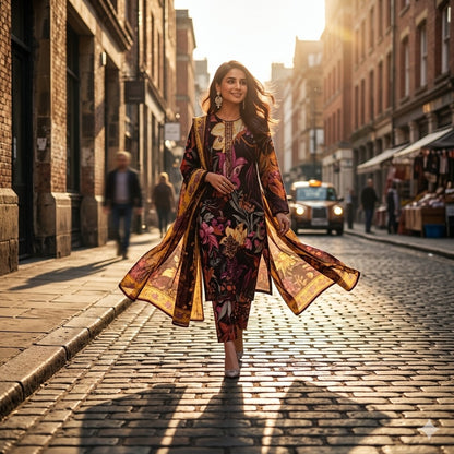 3PC Digital Printed Lawn Collection With Embroided Neck Line And Daman SC-1031