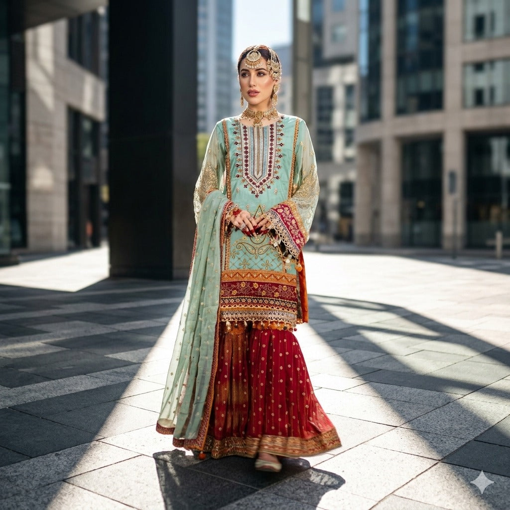 3PC Digital Printed Lawn Collection With Embroided Neck Line And Daman SC-1032