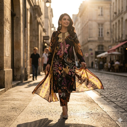3PC Digital Printed Lawn Collection With Embroided Neck Line And Daman SC-1031