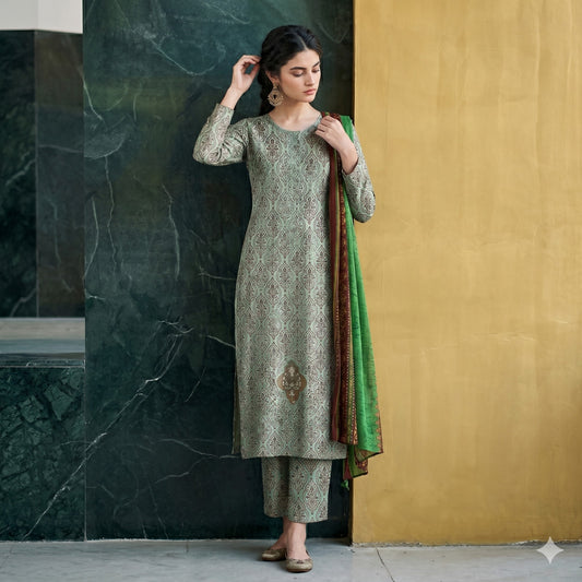 3PC Digital Printed Lawn Collection With Embroided Neck Line And Daman SC-1049