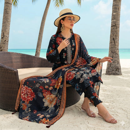 3PC Digital Printed Lawn Collection With Embroided Neck Line And Daman SC-1050