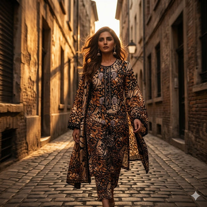3PC Digital Printed Lawn Collection With Embroided Neck Line And Daman SC-1039