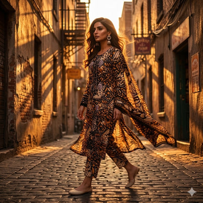 3PC Digital Printed Lawn Collection With Embroided Neck Line And Daman SC-1039