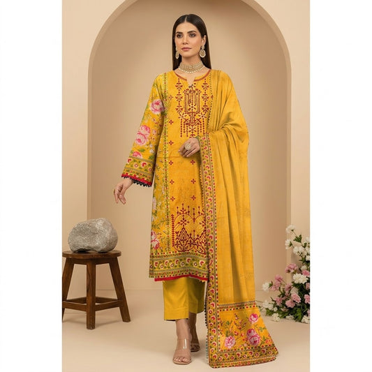 3PC Digital Printed Lawn Collection With Embroided Neck Line And Daman NSC-1083