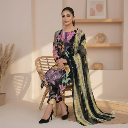 3PC Digital Printed Lawn Collection With Embroided Neck Line And Daman NSC-1065