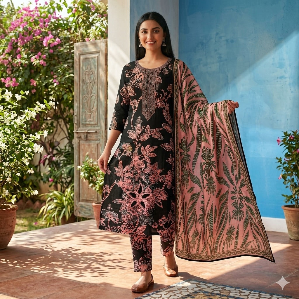 3PC Digital Printed Lawn Collection With Embroided Neck Line And Daman NSC-1053