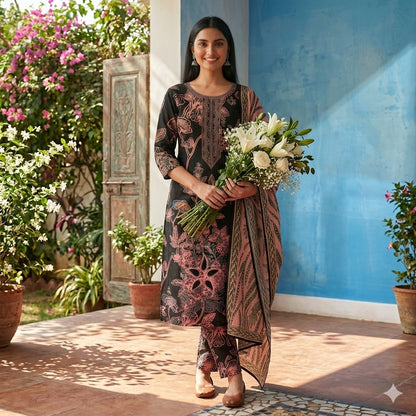 3PC Digital Printed Lawn Collection With Embroided Neck Line And Daman NSC-1053