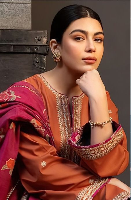 Dhanak-3PC Embroidered Shirt with Digital Printed Shawl - 691