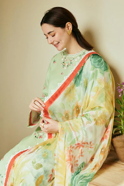 3PCS Dhanak-Embroidered Shirt with Digital Printed Wool Shawl Winter Collection ULM- 3238