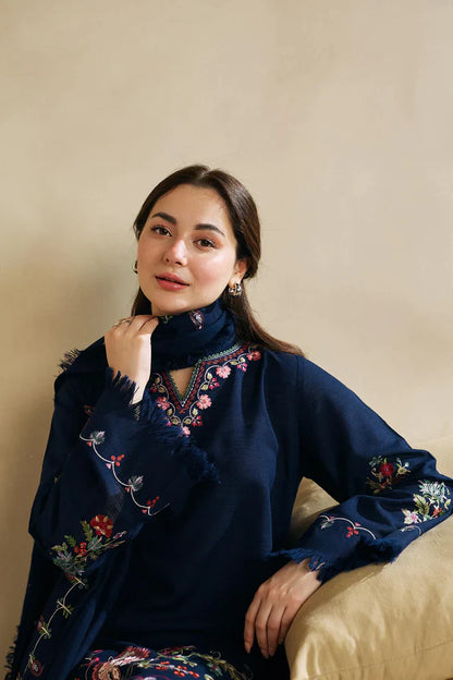 3PCS Zara Shahjahan Dhanak Embroidered With Dhanak Embroidered Dupatta Winter Collection ULM-618