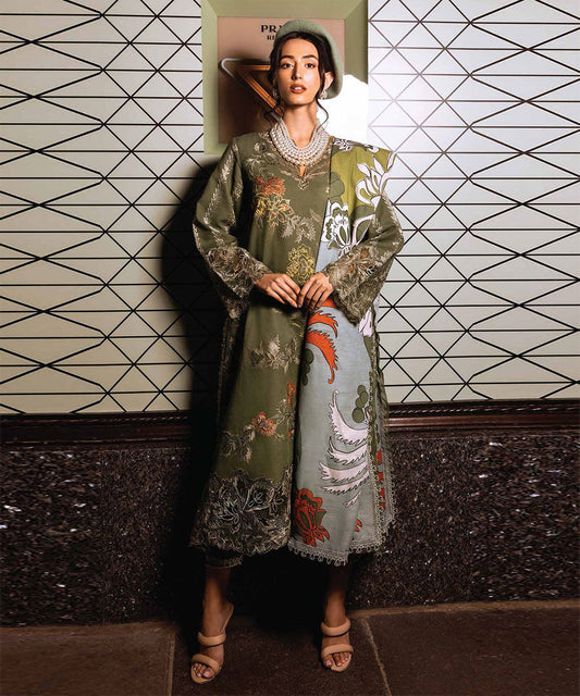 Dhanak 3PC Embroidered With Digital Printed Shawl-103