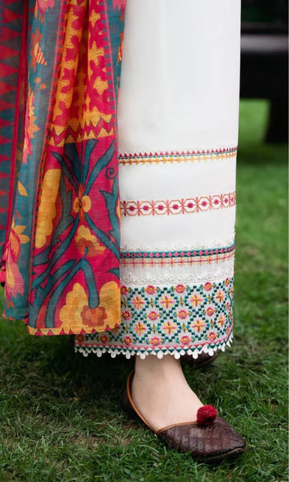Dhanak-3PC Embroidered Shirt with Digital Printed Wool Shawl - 255