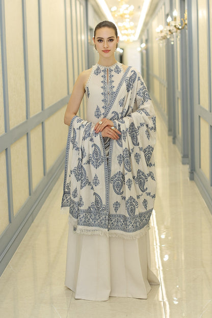 3PCS Bareeze Dhanak Embroidered With Dhanak Shawl Embroidered Winter Collection ULM-101