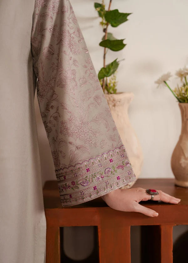 Dhanak-3PC Embroidered Shirt with Digital Printed Wool Shawl - 6444