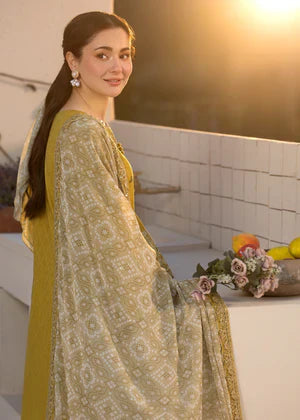 3PCS Embroidered Shirt with Digital Printed Jacquard Dupatta Lawn Collection BULM- 1324
