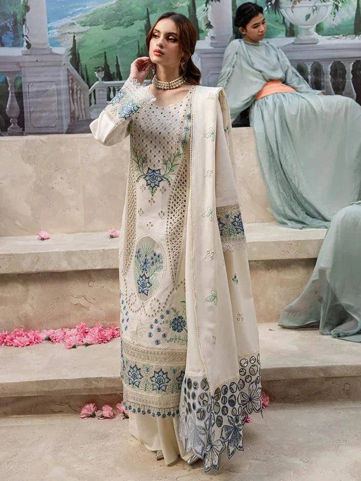 3PCS Qalamkaar  Chikenkari Embroidered lawn Collectiion BU-QL-1024