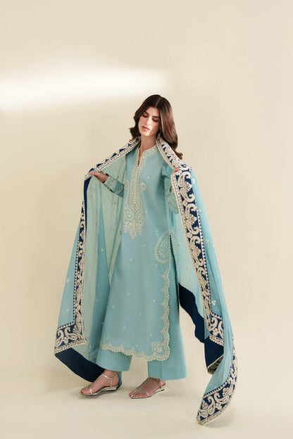 Lawn-3PC Sequence Embroidered Shirt With Khadi Net Embroidered Dupatta-5348