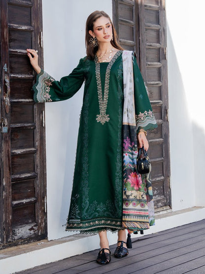 Lawn-3PC Chikankari Embroidered Shirt With Digital Printed Jacquard Dupatta-5338