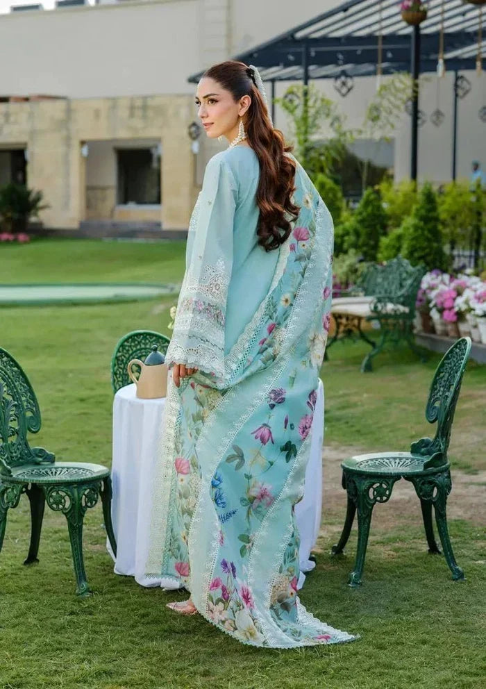 Dhanak-3PC Chikankari Embroidered Shirt with Digital Printed Embroidered Shawl - 6317