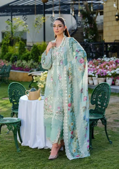 Dhanak-3PC Chikankari Embroidered Shirt with Digital Printed Embroidered Shawl - 6317