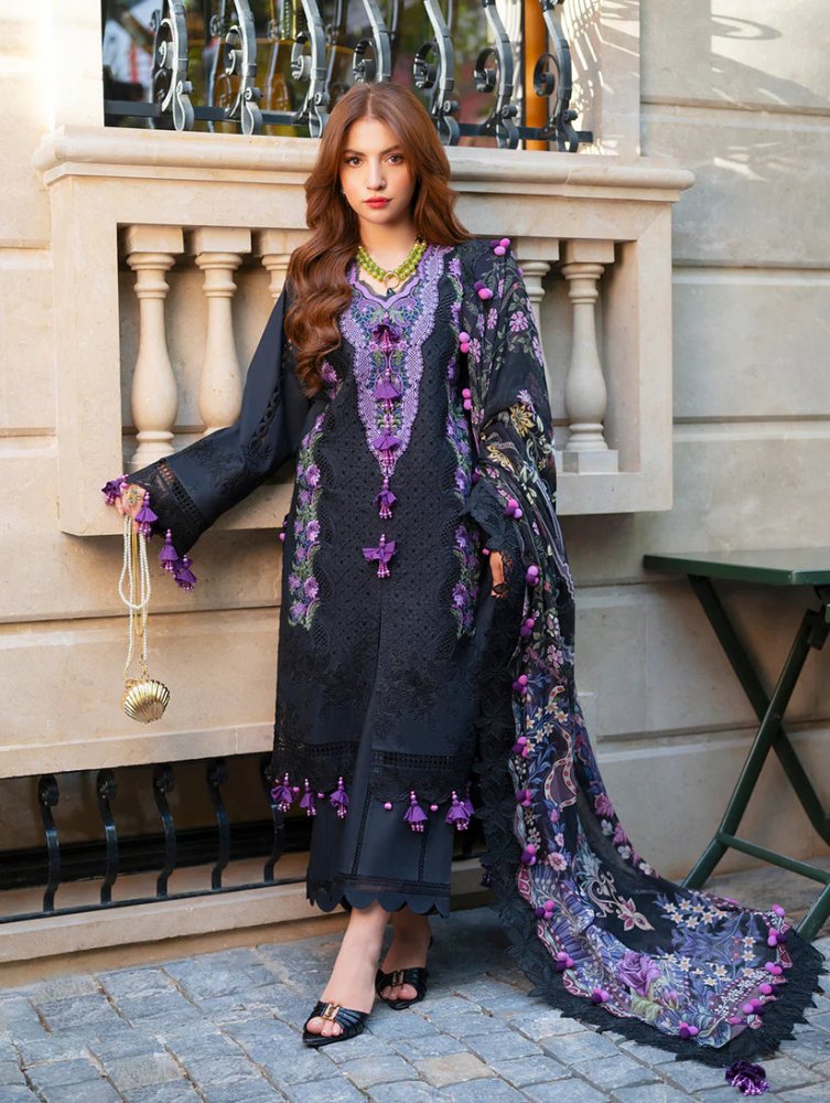 Lawn-3PC Chikankari Embroidered With Digital Printed Jacquard Dupatta-5240