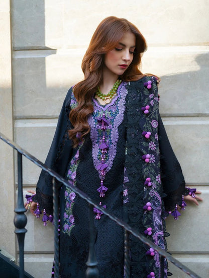 Lawn-3PC Chikankari Embroidered With Digital Printed Jacquard Dupatta-5240