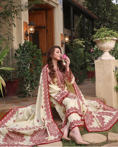 Lawn-3PC Embroidered Shirt with Cotton Net Viscose Dupatta -5140