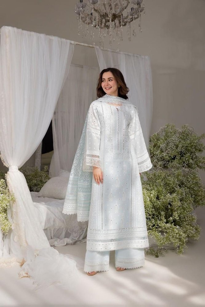 Lawn - 3PC Embroidered Shirt with Digital Printed Chiffon Dupatta - 5103 - Sapphire Studios
