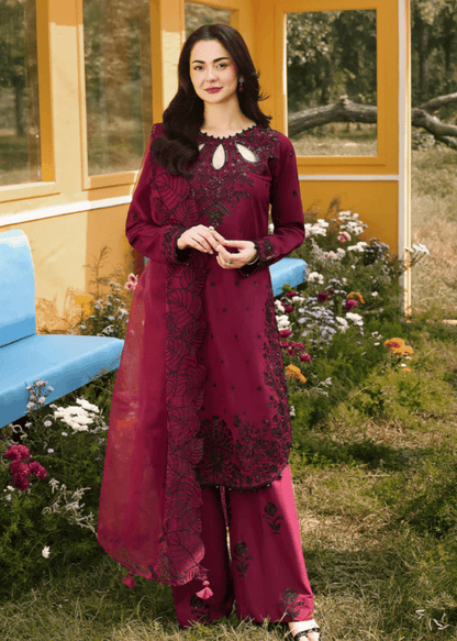 Lawn-3PC Embroidered Shirt With Khadi Net Embroidered Dupatta-bu 5273