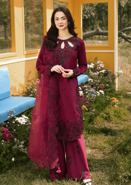 Lawn-3PC Embroidered Shirt With Khadi Net Embroidered Dupatta-bu 5273