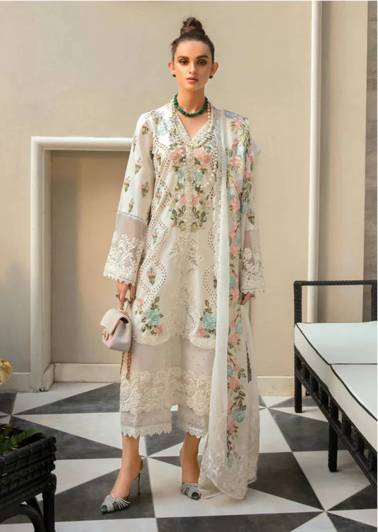 Lawn-3PC Embroidered Shirt with Organza Embroidered Dupatta BU-1168