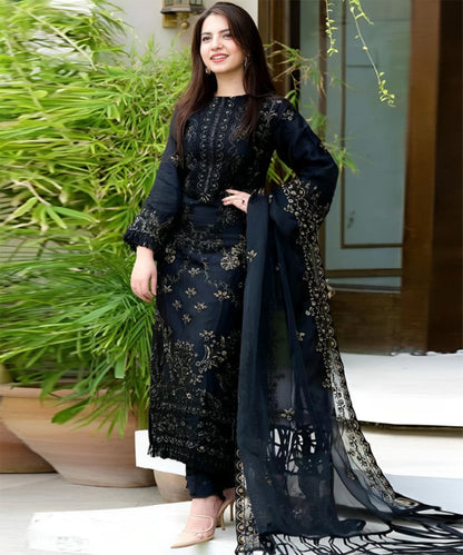 Lawn 3PC Embroidered Shirt with Organza Embroidered Dupatta - 5012 - Sapphire Studios