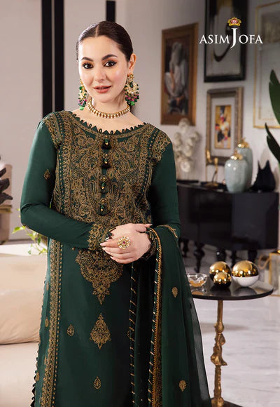 3PCS Asim Jofa Dhanak  Embroidered With Chiffon Embroidered Dupatta Winter Collection ULM-658
