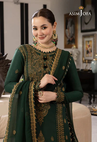 3PCS Asim Jofa Dhanak  Embroidered With Chiffon Embroidered Dupatta Winter Collection ULM-658