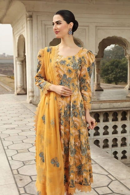 3PCS Bareeze Musturd Embroidered Lawn Collection D-355