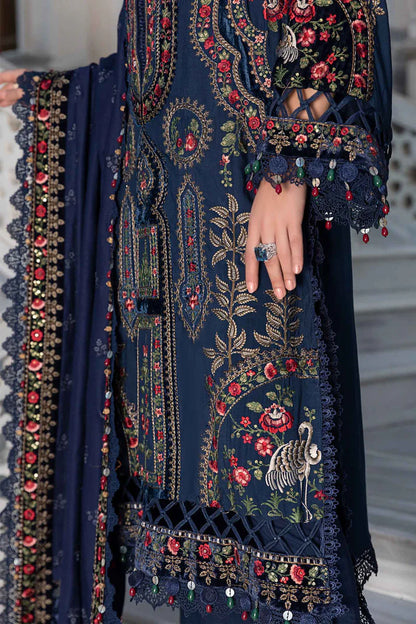 A+ 3PCS Dhanak Embroidered Shirt with Dhanak Embroidered Dupatta Winter Collection ULM-3384
