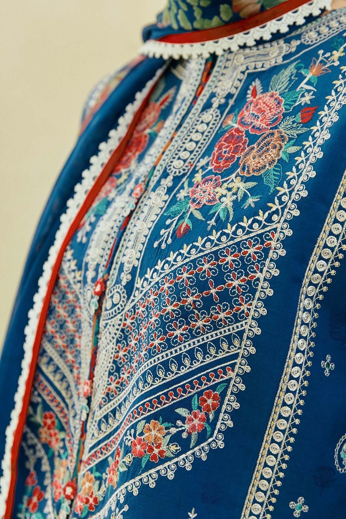 Dhanak-3PC Embroidered Shirt with Digital Printed Wool Shawl - 668