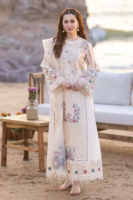 Dhanak-3PC Embroidered Shirt with Khadi Net Embroidered Dupatta - 3115